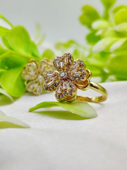 1 Piece Imported Blossoming Elegance Moveable Ring – Gold & Silver Color Options 🌟 | Luxurious Design Ring | Adjustable Ring | Ring For Girls & Women ✨