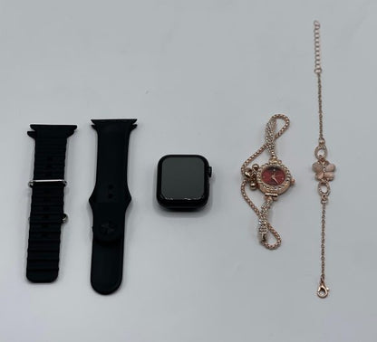 GM68 Ultra Mini Smartwatch & Quartz Bracelet Watch Combo – Stylish Dual Watch Set with Wireless Charging