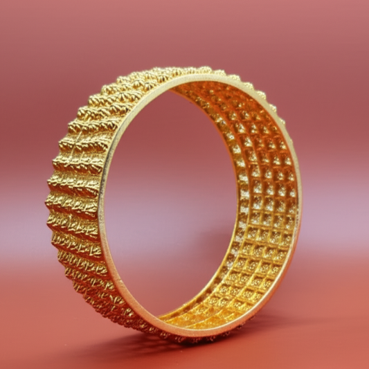 Golden Brass Bangles for Women – 1 Pair Artificial Jewellery in Bright Gold Finish