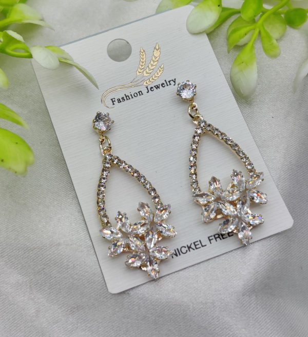 Elegant Gold-Finish Floral Earrings – For Women & Girls