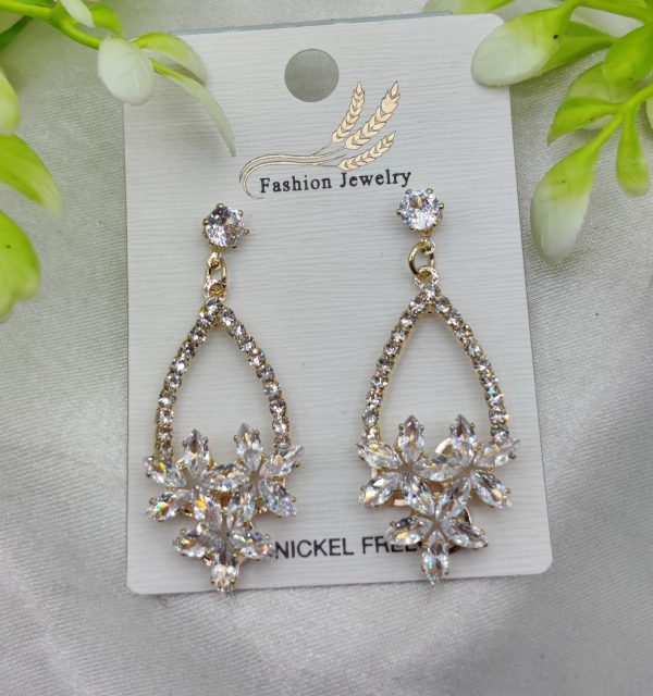 Elegant Gold-Finish Floral Earrings – For Women & Girls