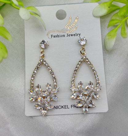 Elegant Gold-Finish Floral Earrings – For Women & Girls