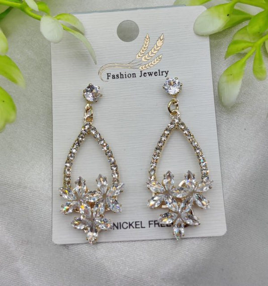 Elegant Gold-Finish Floral Earrings – For Women & Girls