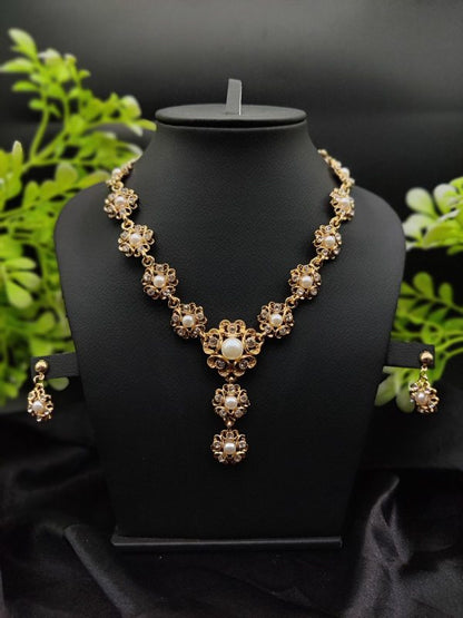 Imported Majestic Pearl Flower Necklace Set 🌸✨ | Best Quality Necklace For Girls & Women