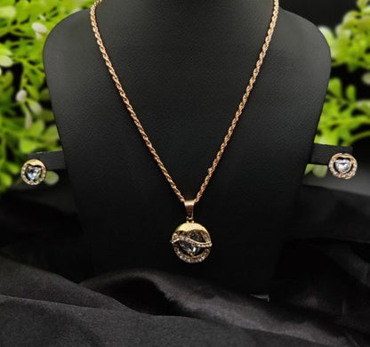 Timeless Elegance Gold Pendant Necklace Set With Radiant Crystals