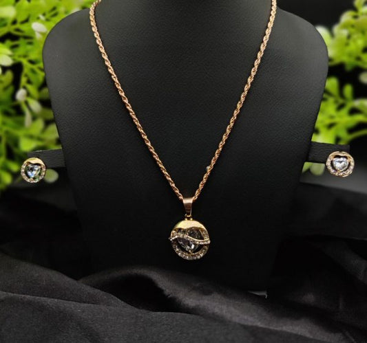 Timeless Elegance Gold Pendant Necklace Set With Radiant Crystals