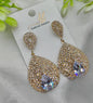 Imported Pave Teardrop Earrings – Luxurious Gold Finish
